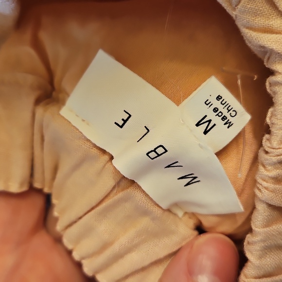 Mable Pink Londyn Fit & Flare 3/4 Puff Sleeve Babydoll Mini, Medium | Linen - Picture 6 of 13